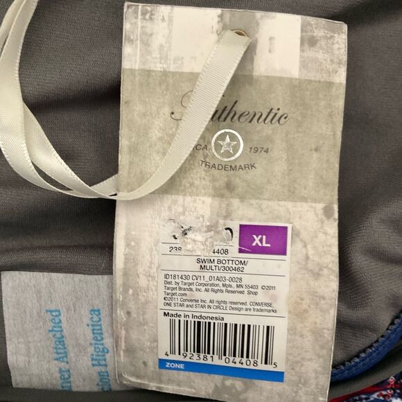 Converse One‎ Star Swimsuit Women’s Size XL Tankini / Bottom Blue / Gray paisley - Picture 6 of 11